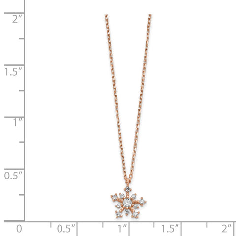 14K Rose Gold CZ Snowflake w/ 1in ext. Necklace-WBC-SF2781-15