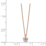 14K Rose Gold CZ Flower w/ 1in ext. Necklace-WBC-SF2782-15