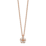 14K Rose Gold CZ Flower w/ 1in ext. Necklace-WBC-SF2782-15