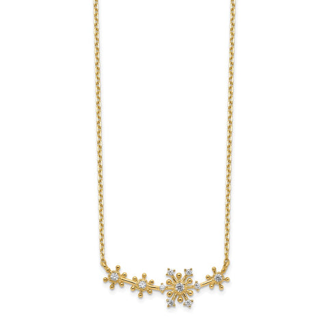 14K Snowflakes CZ with 2IN EXT Necklace-WBC-SF2786-18