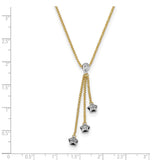 14k Two-tone Diamond-cut 3-Stars w/2in Ext.Necklace-WBC-SF2793-16