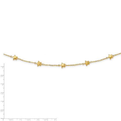 14K Polished Stars with 2 in ext Necklace-WBC-SF2794-16.5