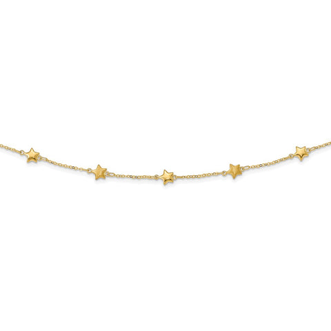 14K Polished Stars with 2 in ext Necklace-WBC-SF2794-16.5