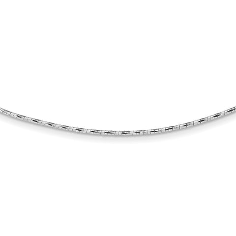 14K White Gold Polished w/2in. Ext. Round Twisted Omega Necklace-WBC-SF2798W-18