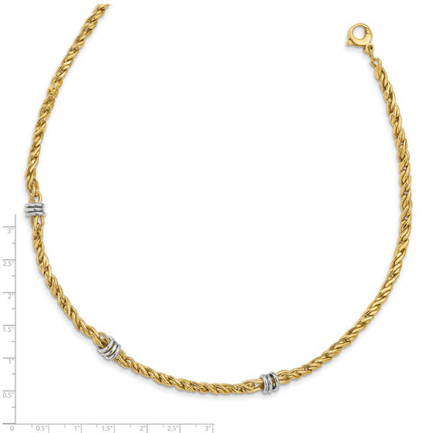14k Two-tone Polished Twisted Fancy Link 18in Necklace-WBC-SF2801-18
