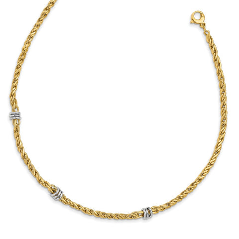 14k Two-tone Polished Twisted Fancy Link 18in Necklace-WBC-SF2801-18