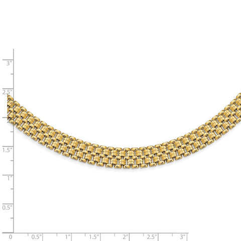 14K Brushed and Polished Basket Weave Pattern 17in Necklace-WBC-SF2814-17
