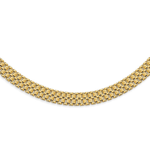 14K Brushed and Polished Basket Weave Pattern 17in Necklace-WBC-SF2814-17