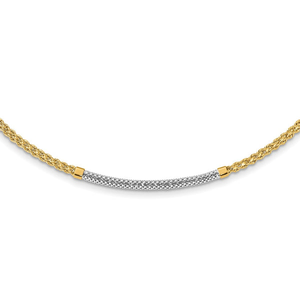 14K & White Rhodium D/C Twisted Fancy Necklace-WBC-SF2816-18