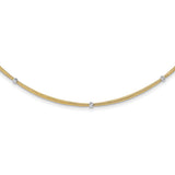 14K Two-tone Gold Woven Flexible  D/C Beads Necklace-WBC-SF2824-18