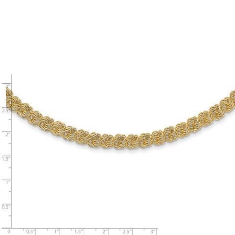 14K Polished & Textured Quadruple Link Necklace-WBC-SF2830-18