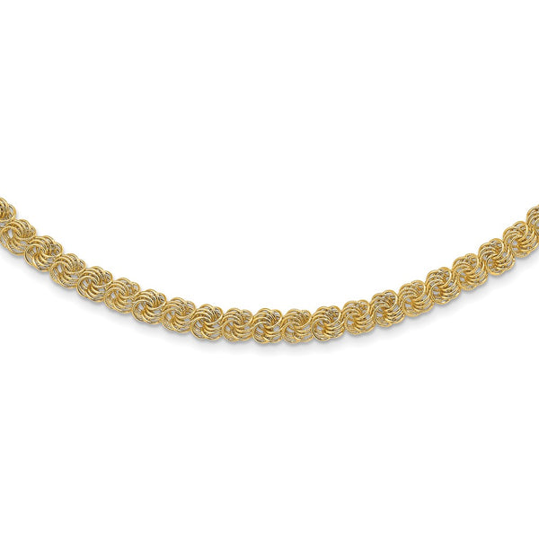 14K Polished & Textured Quadruple Link Necklace-WBC-SF2830-18
