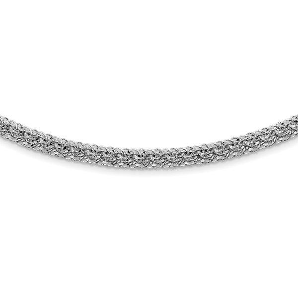 14K White Gold Polished D/C Fancy Link Necklace-WBC-SF2838-18