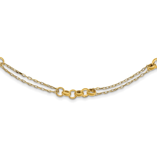 14k Fancy Link Double Strand Necklace-WBC-SF2841-18
