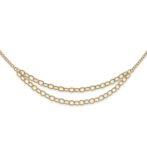 14K Polished & Textured Fancy Link Layered Necklace-WBC-SF2842-18