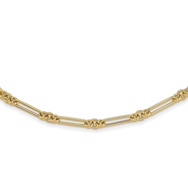 14K Polished Fancy Link Necklace-WBC-SF2843-17.5