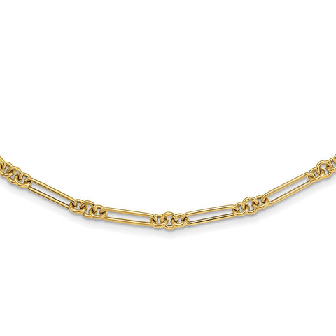 14K Polished Fancy Link Necklace-WBC-SF2843-17.5