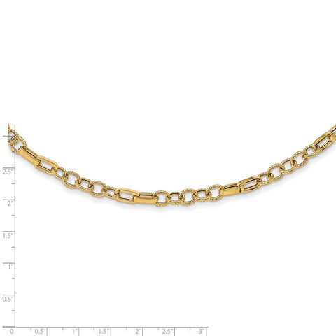 14K Polished and Textured Fancy Link 18in Necklace-WBC-SF2850-18