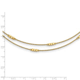 14K Polished D/C Beaded Double Strand w/1 inch ext. Necklace-WBC-SF2852-17