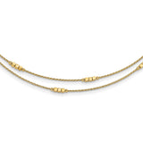 14K Polished D/C Beaded Double Strand w/1 inch ext. Necklace-WBC-SF2852-17