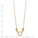 14K Polished Heart & Bead w/1.5 in ext. Necklace-WBC-SF2857-18