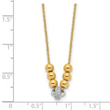 14K Two-tone Polished Beads & CZ w/1.5 in ext. Necklace-WBC-SF2861-18