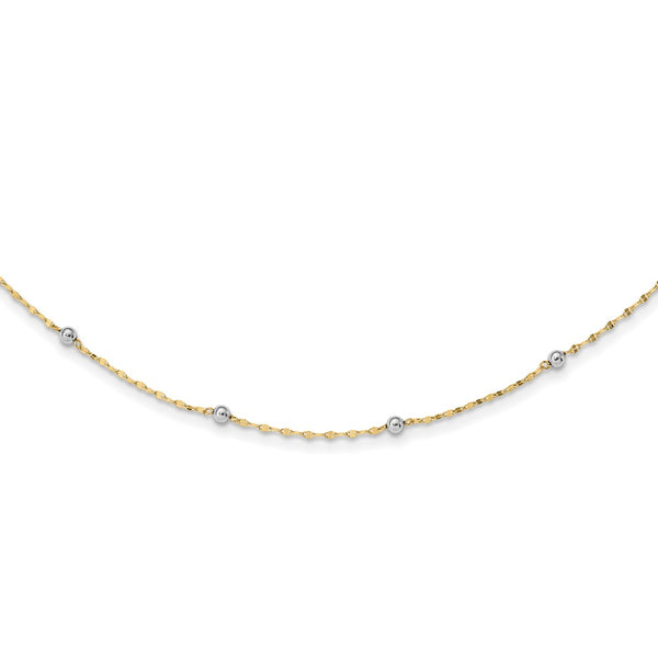 14K Two Tone Polished Bead Fancy Necklace-WBC-SF2862-17