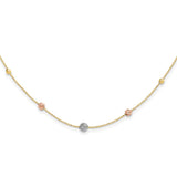 14K Tri-Color D/C Beads Beaded Chain Necklace-WBC-SF2863-18