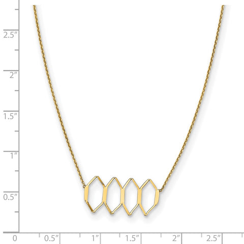 14K Polished Fancy Shapes w/2 in ext. Necklace-WBC-SF2865-16