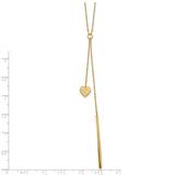 14K Polished Vertical Bar Brushed Heart w/2 in ext. Drop Necklace-WBC-SF2868-16