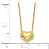 14k Polished Puffed Heart 16.5in Necklace-WBC-SF2871-16.5