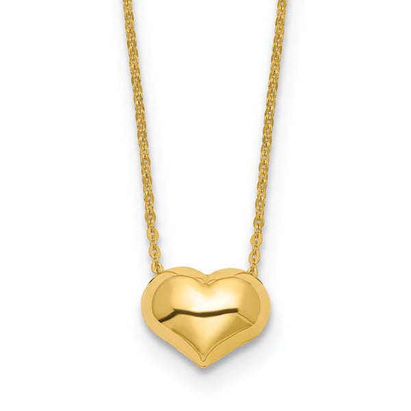 14k Polished Puffed Heart 16.5in Necklace-WBC-SF2871-16.5