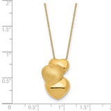 14k Polished and Satin 3 Puffed Hollow Hearts Necklace-WBC-SF2873-18