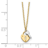 14k Two-tone Heart Lock and Key Necklace-WBC-SF2874-18