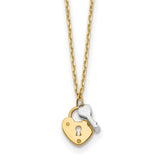 14k Two-tone Heart Lock and Key Necklace-WBC-SF2874-18