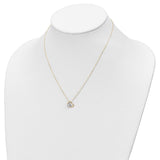 14K and White Rhodium Brushed and Polished Love Heart 17in Necklace-WBC-SF2875-17