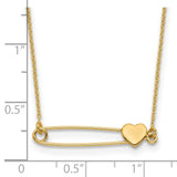 14K Safety Pin with Heart Necklace-WBC-SF2877-17