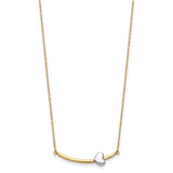 14k Two-tone Heart Bar Necklace-WBC-SF2878-18