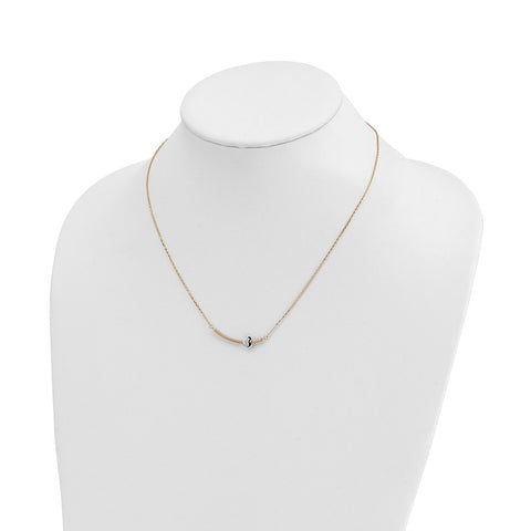 14k Two-tone Heart Bar Necklace-WBC-SF2878-18