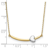 14k Two-tone Heart Bar Necklace-WBC-SF2878-18