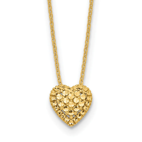 14k Diamond-cut Heart Slide Necklace-WBC-SF2880-18