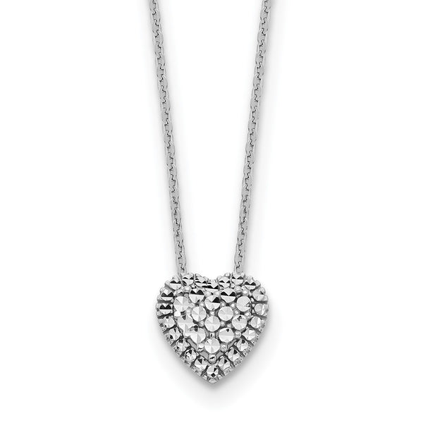 14k White Gold Diamond-cut Heart Slide Necklace-WBC-SF2881-18