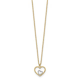 14k w/Rhodium Heart in Heart Necklace-WBC-SF2882-18