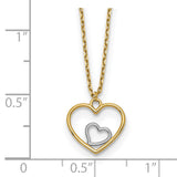 14k w/Rhodium Heart in Heart Necklace-WBC-SF2882-18