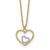 14k w/Rhodium Heart in Heart Necklace-WBC-SF2882-18