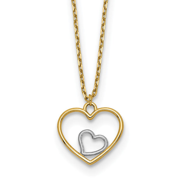 14k w/Rhodium Heart in Heart Necklace-WBC-SF2882-18