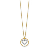 14k Two-tone Heart in Circle Necklace-WBC-SF2883-18