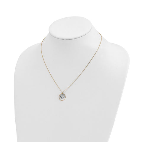 14k Two-tone Heart in Circle Necklace-WBC-SF2883-18