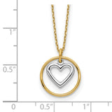 14k Two-tone Heart in Circle Necklace-WBC-SF2883-18