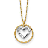 14k Two-tone Heart in Circle Necklace-WBC-SF2883-18